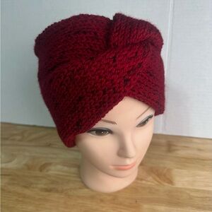 Handmade Red Tweed Knitted Earwarmer